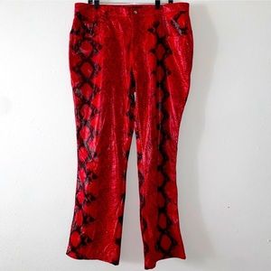Gothic Red Faux Snake print Pants.